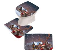 Genérico Christmas Decoration Set Bathroom U Shape Toilet Lid Cover | Winter Decorative Accessories Funny Rugs for Apartment Hotel
