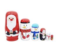 Generico Christmas Nesting for Children, Nesting on the Christmas Tree - Handmade Wooden Stacking Doll, Russian Figurines Christmas Decorations