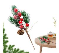 Genérico Christmas Pine Branches,Pine Branches | Artificial Christmas Greenery Stems,Portable Simulation Plant, Small Red Fruit Branches, Flower Branches for Door