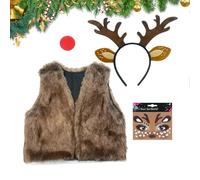 Genérico Christmas Reindeer Costume Antlers Suit : Festive Vest Halloween Cosplay Makeup Birthday College Students Adults Women Holiday Celebration