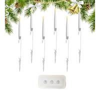 Genérico Christmas Tree Candles - Christmas Decorations - LED Candle with Icicles, Birds and Elk, with Remote Timer - for Tree, Fireplace, Window, Table, Weddings and