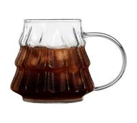 Genérico Christmas Tree Mug - 350ml | Double Walled Glass Latte Cup with Lid, Cappuccino, Tea, Milk, for Women, Wife, Mom, Children, Birthday Gift