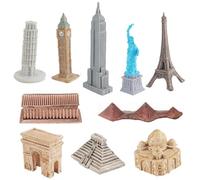 Generico City Landmark Figurines - Model ' State Building, Statue Of The Leaning Tower Of Pisa, Big Ben, Statue Of Sculpture | Pyramids Parthenon A