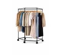 Generico Clothes Rack with Wheels 120 x 70 x 36 cm - Hexagonal Space-Saving Metal Coat Stand - Open Cabinet with 4 Wheels for Room, Hall, Shop, Apartment