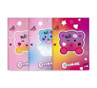 Generico Coccolotti Set of 3 Notebooks A4 Love&Tell, 5 mm Squares without Margin, Kawaii Design with Bears, Pink and Purple Cover