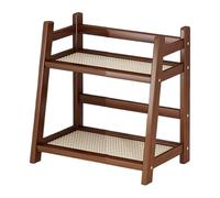 Generico Coffee Cup Holder | 2 Tier Shelf for Cups and Sideboard | Imitation Rattan Style Bar Organizer, Desktop Storage Shelf, Bottle Display Stand for Indoor Home