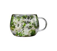 Generico Coffee Glass in | Aesthetic Table Decoration with Dried Flowers - Coffee Cups with Dried Flowers In, for Home Living Room Kitchen Apartment Office Tea Milk Juice Birthday Party