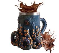 Genérico Coffee Mug - 160 ml Ergonomic Handle with Octopus Design Resin Handmade for Wife and Friend Husband Mother Father Milk Ice Water Latte Tea Beer