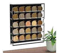 Generico Coin Display | Round Title Clear Acrylic | Removable Desktop Storage Box for Badge Medals Buttons Pins Collectors Showcase Collection