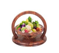 Genérico Collapsible Fruit Basket Wooden Fruit Basket with Handle | Multi-purpose Wooden Fruit Basket with 4 Partitions for Kitchen Countertop - Candy and Nuts.