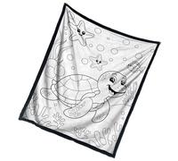 Genérico Coloring Blanket | Comfortable Bedding - 150x127cm Sea Animal Theme DIY Coloring Blanket - for Adults Women Teens Bed Travel Autumn Home Winter Airplane Chair