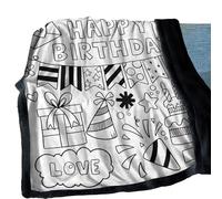 Generico Colouring Blanket - Washable Fabric Birthday Theme, DIY Design, Soft and Cozy, Creative Activity Blanket with Reusable Surface | For Companions