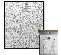 Generico Colouring Blankets for Family | Happy Birthday Themed Washable Colouring Blanket with Markers for Lovers' Art Family Companions Girls Living Room Camping