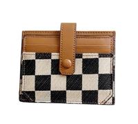 Generico Compact Wallet Women, Bifold Leather Wallet, Small Card Case, Purse Color Block Plaid Wallet Bifold Leather Colorblock Plaid Pattern Wallet With ID Window For Shopping, Dating, Travel, brown,