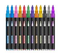 Generico Contour Markers - 12 Colours Double Line Glitter Markers for Art - Glitter for Outlines - for Art Drawing Diary School Classroom Decoration Crafts Greeting Cards