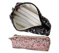 Genérico Corduroy Pencil Case | 2 Pieces Corduroy Toiletry Bag with 3D Floral Embroidery | Organizer Bag for Women Teens Kids Girls School College Travel