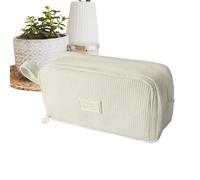 Generico Corduroy Pencil Case - Large Capacity Multi-Compartments - University Pencil Case with Wide Opening - for Boys Students Elementary School Upper Middle School Ruler Stationery, cream color