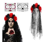 Genérico Costume Day of the Dead Face Veil Makeup Halloween