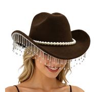 Generico Cowboy Hat with Rhinestones - For Parties, Western Hat for Women's Cowboy Clothing, for Holidays Celebrations Cosplay Photo Parties Festival Carnival