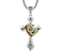 Genérico Cross Necklace - Religious Stainless Steel Chain | Vintage Cross Necklace with Christ, Gift for Church Home Daily Travel Birthday