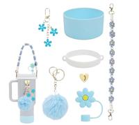 Genérico Cup Decorations, Cup Accessories | Keychain Silicone Cup Protective Cover,Flower Straw Lid Love Cost for Home, Bedroom, School, Outdoor