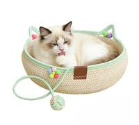 Generico Curled Up Indoor Cat Basket Rest All Seasons - Cat Bed with Ball Play | Scratching Bed | Apartment House Country Living Room Bedroom Use