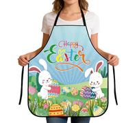 Generico Cute Aprons - 70cm Adjustable Easter Cooking Smock, Bunny Egg Floral Prints, Kitchen Chef Apron | Gardening Baking Barbecue Cleaning Artist Farm Home Protective Wear, Style 1,