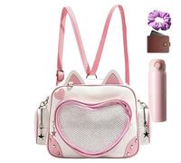 Genérico Cute Backpack - 9.45 Inch PU Leather Cat Backpack | Mini Itabag for School Travel | Versatile Cat Shaped Bag for Women 420G, Pink and Blue Options, pink, Consulte la descripción