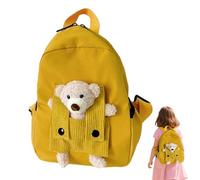 Genérico Cute Bear Backpack - Nylon Polyester 27x21x10cm | Children's Backpack with Detachable Plush Outrs, Nursery, Primary - Şbag for Boys And Girls | School, Travel, Outdoor, Yellow, Consulte la