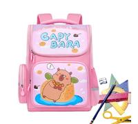 Genérico Cute Capibara Backpack | Cartoon Children's Backpack - Waterproof Large Capacity with Compartment for Early Childhood Girls School Travel Camping, light pink, Consulte la descripción, See