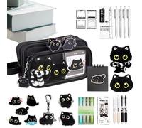 Generico Cute Stationery Kit Pencil Case with Black Cat Pencil Case - Mini School Supplies Case, Kawaii Desk Bag, Lightweight Writing Instrument Stand |