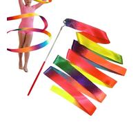 Generico da Danza Kite Ribbon with Wooden Ring, Gradient Colour, Dance for Preschool Children Summer Camp Playroom Home School Club Party Comple Party
