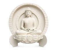 Genérico Decorative Buddha Figurine 20 cm with Base - Buddha Statue Zen Meditation in Lotus Position, Lotus Flower and Halo Mandala - Home, Office, Yoga Room, Spiritual Gift