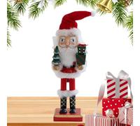 Genérico Decorative Santa Nutcracker - Wooden Santa Nutcracker for Desk 27cm - Seasonal Bookshelf and Table Decoration for School Office Home Study Room