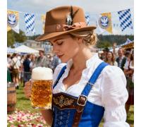 Generico Deluxe Oktoberfest Hat - Traditional Tyrolean Testage | German Bavarian Beer Festival Hats for Couples Adult Women October Beer Festival Photo Cosplay Fancy Dress