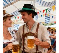 Generico Deluxe Oktoberfest Hat - Traditional Tyrolean Testage | German Bavarian Beer Festival Hats for Couples Adult Women October Beer Festival Photo Cosplay Fancy Dress