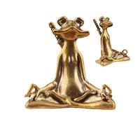 Genérico Desk Yoga Frog Statuin - Cute Frog Statue in Meditation for Relaxation, Indoor Decoration | Frog Stickers for Yoga, Brass Frog Statue Zen Decorations, G Sculptures