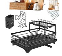 Generico Dish Drainer - 2 Tier Cutlery Rack | Sturdy Design with Integrated Tea Light Holder for Plates, Bowls, Cutlery in the Home, Apartment, Kitchen, Sink and Compact Spaces