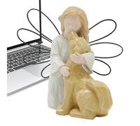 Genérico Dog Angel Statue - Girl Who the Puppy Statue | Dog Angel Figures Angel Dog Friendship Memorial Hand Painted Figures for Dog Lovers