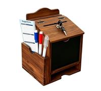 Genérico Donation Boxes: Portable Wood Collection Container, Decorative Lockable Ballot Organizer, Safe Storage Case For Feedback | Location