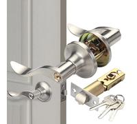 Generico Door Handles A - Interior Door Handles with Lock and | Wave Style Locking Handle | Exterior Door Levers for Bedroom, Bathroom, Ingress