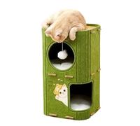 Genérico Double Layer Foldable Indoor Cat House - Cat Bed Felt 37 x 37 x 60 cm 1000 g with Scratching Mat - Spacious Hideaway for Cats and Cats