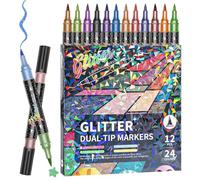 Generico Double Tip Glitter Pens for Drawing and Artists - School, Home, Creative Activities, Sketches, Diary and Scrapbooking