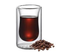 Generico Double Wall Coffee Cups - Coffee Cup in 300 ml with Black Cat Design, Cappuccino Latte Glasses for Milk Juice Das Tea - White Coffee Cup,