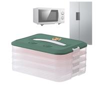 Genérico Dumpling Storage Box- Food, 4-Layer Stacker | High Capacity Freezer Container with Lid Timer, Kitchen Fridge Organization