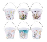 Genérico Easter Bucket - Metal Candy Bucket | 6 Iron Storage Containers with Easter Bunny Design with Handle, Chocolate Keepsake Holder and Decorat Basket