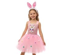 Genérico Easter Bunny Costume for Girl Pink Bunny Tutu Dress Set with Bunny Ears Headband Easter Bunny Dress Up Outfit for Girls Role Play