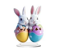Genérico Easter Decoration, Acrylic Tiered Tray with Bunny and Egg Design | Easter Table Centerpiece - for Home Party Desk Holidays Fireplace Shelf Farm