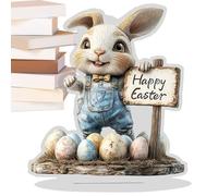 Generico Easter Decorations Bunny | Colourful 2D Acrylic Easter | Rabbit Decorations for Desk and Centerpieces - for Bedroom Bookcase Desk Cupboard Sill Dining Room