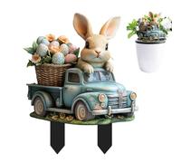 Generico Easter Garden Stakes, Decorative Yard Signs, 2D Acrylic Bunny Egg Potted Decor, Festive Outdoor Ornament for Courtyard & Patio, (Size: 9.72x11.81 inches), Holiday Accent